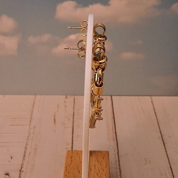 Pretty Bird Crystal Cross Drop Earrings – Gold-Plated Glam with Edge - Picture 7 of 7